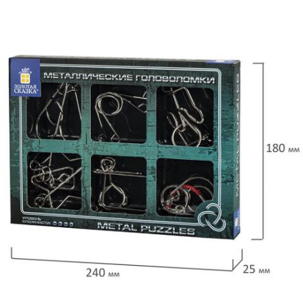 Головоломки металлические большие ЗОЛОТАЯ СКАЗКА, набор 6 штук, MEDIUM level, 664926 Головоломки металлические большие ЗОЛОТАЯ СКАЗКА, набор 6 штук, MEDIUM level, 664926