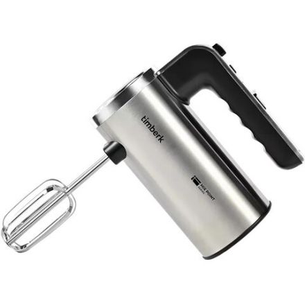 Миксер TIMBERK T-HM40S49, 550Вт, 5 скоростей, 2 венчика, 2 крюка для теста, подставка, стальной