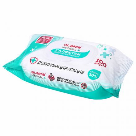 Дезинфицирующие салфетки спиртовые (30%), для любых поверхностей, 100 шт., LAIMA MEDICAL, 608767 Дезинфицирующие салфетки спиртовые (30%), для любых поверхностей, 100 шт., LAIMA MEDICAL, 608767