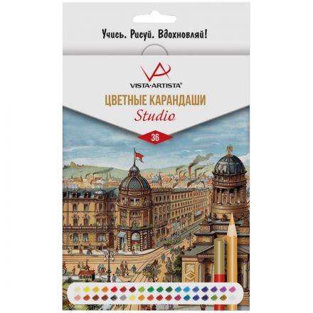 Карандаши цветные Vista-Artista "Studio", 36цв., картон, европодвес Карандаши цветные Vista-Artista "Studio", 36цв., картон, европодвес
