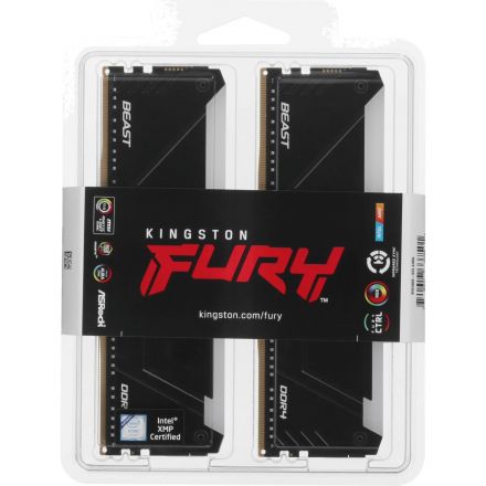Модуль памяти Kingston FURY Beast DIMM DDR4 32Gb(2×16Gb)(KF432C16BB2AK2/32)