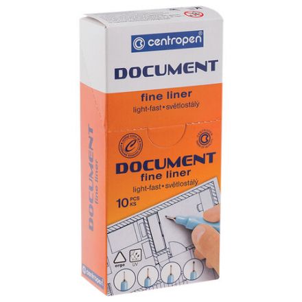 Ручка капиллярная (линер) ЧЕРНАЯ CENTROPEN "Document", трехгранная, линия письма 0,3 мм, 2631/0,3, 2 2631 0102