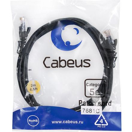 Патч-корд Cabeus PC-UTP-RJ45-CAT.5E-2M-BK-LSZH черный