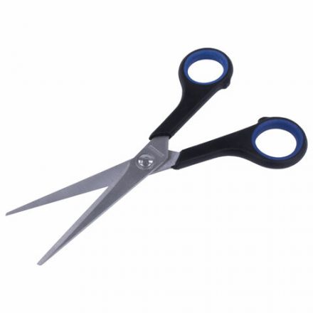 Ножницы BRAUBERG "Soft Grip", 165 мм, черно-синие, резиновые вставки, 3-х сторонняя заточка, 230761