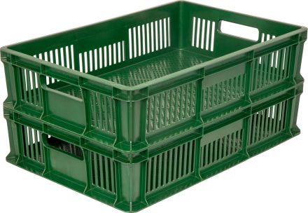 Ящик 600х400х140 мм перфорированный с ручками синий Ящик 600х400х140 мм перфорированный с ручками синий