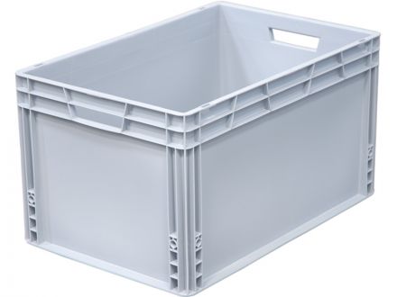 Ящик п/э 600х400х320 сплошной, усиленное дно, цв. серый