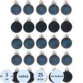 Украшение новогоднее Шар, наб 25 шт, 3 см, синий L8 W8 H13 см 753570