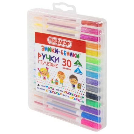 Ручки гелевые ПИФАГОР, НАБОР 30 ЦВЕТОВ, "ЭНИКИ-БЕНИКИ", линия письма 0,5 мм, 143825