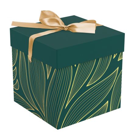 Коробка складная подарочная MESHU "Leaves", (15*15*15см), с лентой, отд фольгой Коробка складная подарочная MESHU "Leaves", (15*15*15см), с лентой, отд фольгой