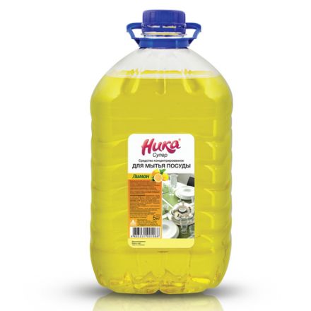 Средство для мытья посуды 5 л, НИКА "Супер", лимон, концентрат, ПЭТ Средство для мытья посуды 5 л, НИКА "Супер", лимон, концентрат, ПЭТ