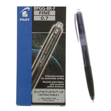 Ручка шариковая автоматическая с грипом PILOT Super Grip G, ЧЕРНАЯ, линия 0,21 мм, BPGG-8R-F B