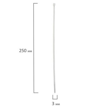 Хомуты (стяжки), нейлоновые, 3,6 мм х 250 мм, комплект 100 шт., белые, европодвес, 57-0250 Хомуты (стяжки), нейлоновые, 3,6 мм х 250 мм, комплект 100 шт., белые, европодвес, 57-0250