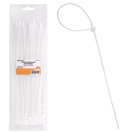 Хомуты (стяжки), нейлоновые, 3,6 мм х 250 мм, комплект 100 шт., белые, европодвес, 57-0250 Хомуты (стяжки), нейлоновые, 3,6 мм х 250 мм, комплект 100 шт., белые, европодвес, 57-0250