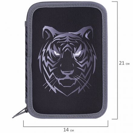 Пенал BRAUBERG, 3 отделения, полиэстер, 21х14 см, "Tiger", 271551 Пенал BRAUBERG, 3 отделения, полиэстер, 21х14 см, "Tiger", 271551