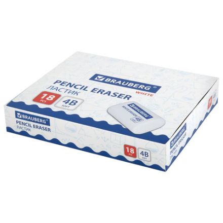 Ластик BRAUBERG "WHITE", 45х28х12 мм, скошенный, белый, 272734 Ластик BRAUBERG "WHITE", 45х28х12 мм, скошенный, белый, 272734