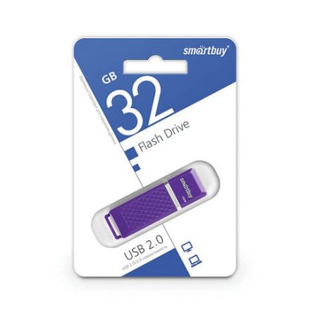 Флеш-диск 32 GB, SMARTBUY Quartz, USB 2.0, фиолетовый, SB32GBQZ-V Флеш-диск 32 GB, SMARTBUY Quartz, USB 2.0, фиолетовый, SB32GBQZ-V
