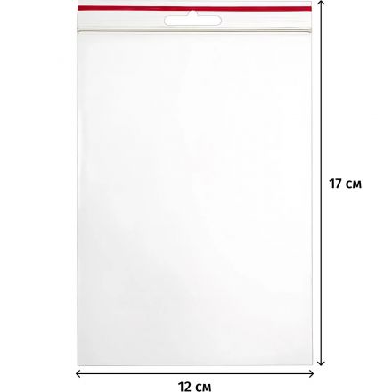 Пакет с замком (Zip Lock) с европодвесом 12х17см 60мкм 100шт/уп