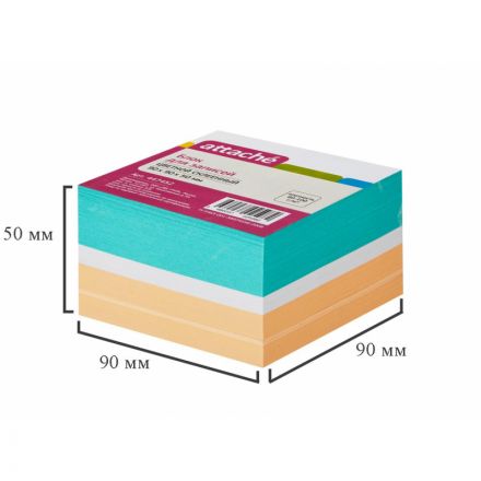 Блок для записей Attache 90x90x50 мм разноцветный (плотность 80-100 г/кв.м) Блок для записей Attache 90x90x50 мм разноцветный (плотность 80-100 г/кв.м)
