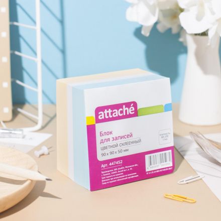 Блок для записей Attache 90x90x50 мм разноцветный (плотность 80-100 г/кв.м) Блок для записей Attache 90x90x50 мм разноцветный (плотность 80-100 г/кв.м)