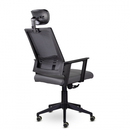 Кресло М-808 Аэро/Aero blackPL пластик Ср S-0422/NET202/S-0422 (темно-серый)