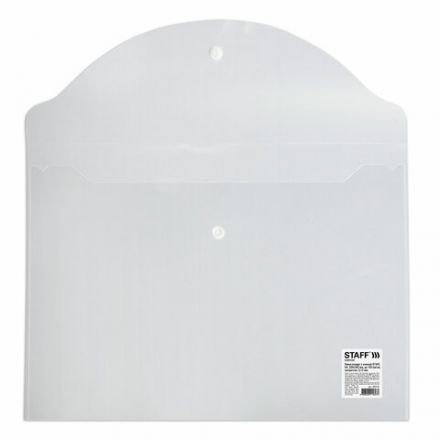 Папка-конверт с кнопкой STAFF, А4, до 100 листов, прозрачная, 0,12 мм, 225173 Папка-конверт с кнопкой STAFF, А4, до 100 листов, прозрачная, 0,12 мм, 225173