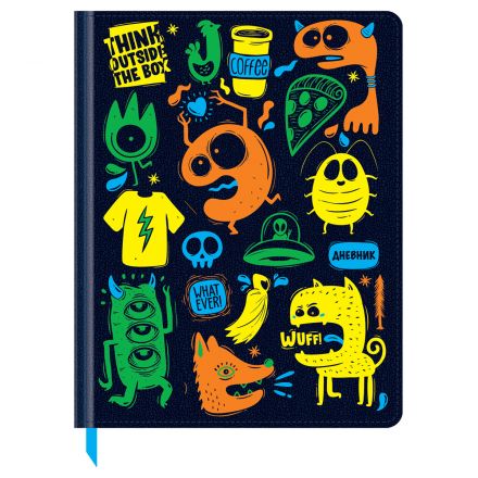 Дневник 1-11 кл. 48л. (твердый) BG "Монстрики", иск.кожа, печать, ляссе Дневник 1-11 кл. 48л. (твердый) BG "Монстрики", иск.кожа, печать, ляссе