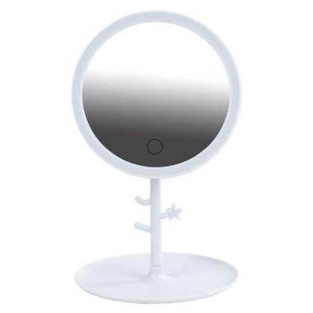 Зеркало настольное с LED-подсветкой для макияжа, диаметр 17 см, 3 режима свечения, аккумулятор 1200 mAh, цвет белый, WBZ (ВБЗ), 609330