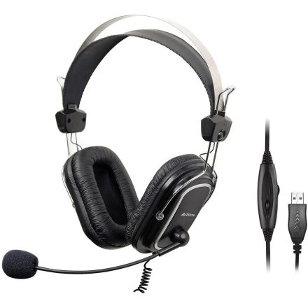 Гарнитура A4Tech (HU-50) черный 2м накладные USB