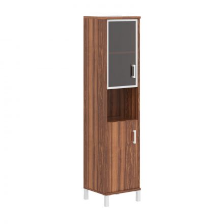 Шкаф-колонка высокая с малой стеклян. дверью в AL-рамке и глухой B 431.9(L) Орех Даллас 475х450х2054 Шкаф-колонка высокая с малой стеклян. дверью в AL-рамке и глухой B 431.9(L) Орех Даллас 475х450х2054