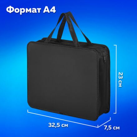 Папка на молнии с ручками ПИФАГОР, А4, 1 отделение, пластик, 75 мм, черная, 272110 Папка на молнии с ручками ПИФАГОР, А4, 1 отделение, пластик, 75 мм, черная, 272110