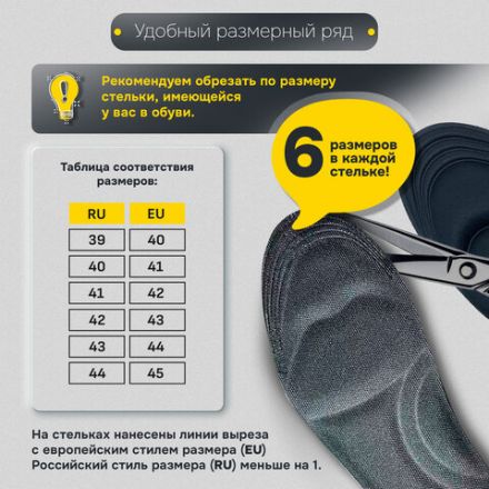 Стельки для обуви с ЭФФЕКТОМ ПАМЯТИ, материал MEMORY FOAM, размер RU 39-44 / EU 40-45, с линиями выреза, SHEGRA (ШЕГРА), 700745 Стельки для обуви с ЭФФЕКТОМ ПАМЯТИ, материал MEMORY FOAM, размер RU 39-44 / EU 40-45, с линиями выреза, SHEGRA (ШЕГРА), 700745