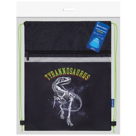 Мешок для обуви BRAUBERG, с петлей, светоотражающая полоса, 2 отделения, 46х36 см, Tyrannosaur, 272399 Мешок для обуви BRAUBERG, с петлей, светоотражающая полоса, 2 отделения, 46х36 см, Tyrannosaur, 272399