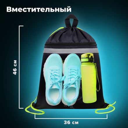 Мешок для обуви BRAUBERG, с петлей, светоотражающая полоса, 2 отделения, 46х36 см, Tyrannosaur, 272399 Мешок для обуви BRAUBERG, с петлей, светоотражающая полоса, 2 отделения, 46х36 см, Tyrannosaur, 272399