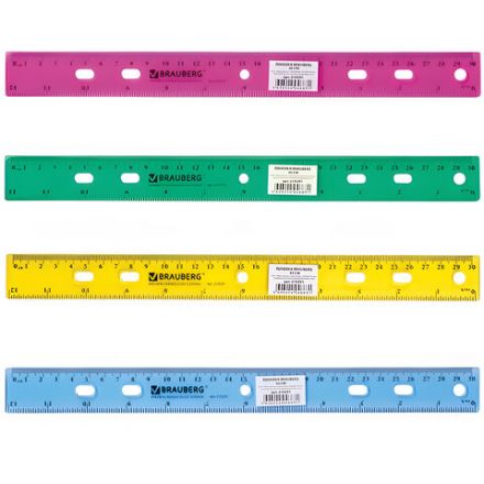 Линейка пластиковая 30 см, BRAUBERG "Crystal", тонированная, ассорти, 210291 Линейка пластиковая 30 см, BRAUBERG "Crystal", тонированная, ассорти, 210291