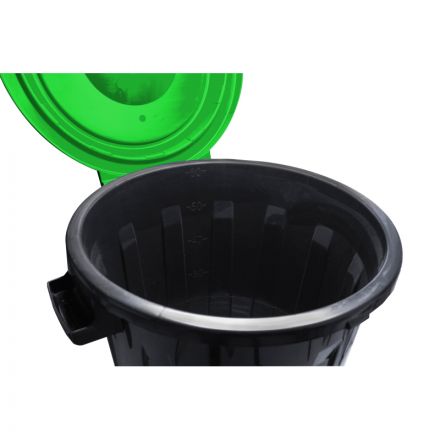 Бак для отходов 60л пластик, черный с зел. крышкой М 2393 Бак для отходов 60л пластик, черный с зел. крышкой М 2393