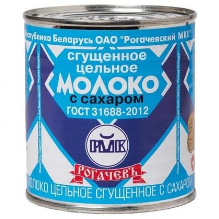 Молоко сгущенное цельное с сахаром 8,5% Рогачевъ ж/б 380г, 1382298