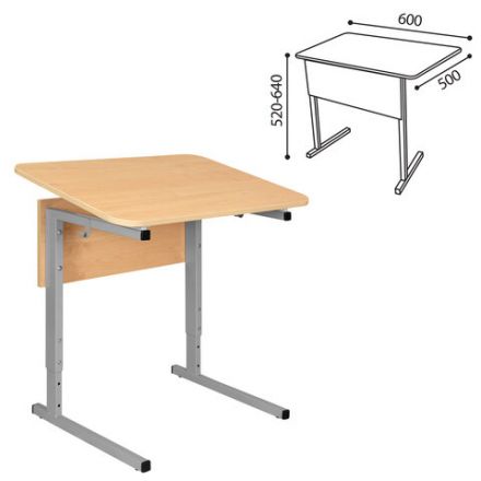 Стол-парта 1-местный, регулируемый угол, СУТ.54-01, 600х500х520-640 мм, рост 2-4, серый каркас, ЛДСП клён Стол-парта 1-местный, регулируемый угол, СУТ.54-01, 600х500х520-640 мм, рост 2-4, серый каркас, ЛДСП клён