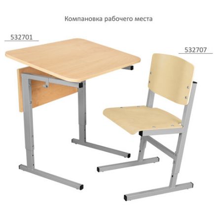 Стол-парта 1-местный, регулируемый угол, СУТ.54-01, 600х500х520-640 мм, рост 2-4, серый каркас, ЛДСП клён Стол-парта 1-местный, регулируемый угол, СУТ.54-01, 600х500х520-640 мм, рост 2-4, серый каркас, ЛДСП клён