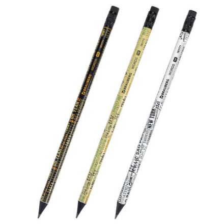 Карандаш чернографитный BRAUBERG "WORDS", 1 шт., HB, с ластиком, корпус ассорти, 181771 Карандаш чернографитный BRAUBERG "WORDS", 1 шт., HB, с ластиком, корпус ассорти, 181771