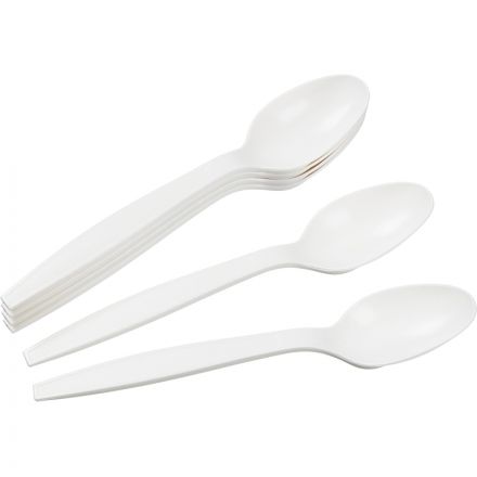Ложка одноразовая столовая 170мм, белая, кукурузный крахмал, 50шт/уп Ложка одноразовая столовая 170мм, белая, кукурузный крахмал, 50шт/уп