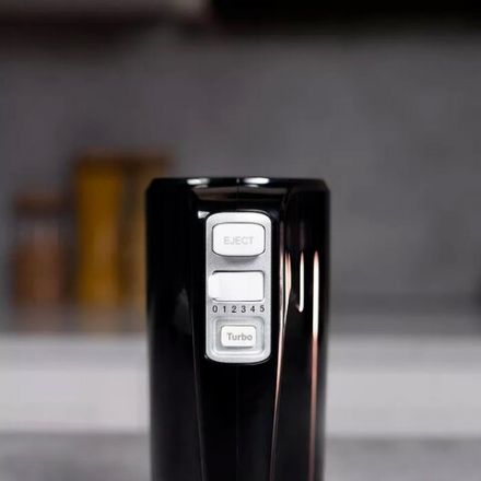 Миксер TIMBERK T-HM40S50, 700 Вт, 5 скоростей, 2 венчика, 2 крюка для теста, контейнер, черный