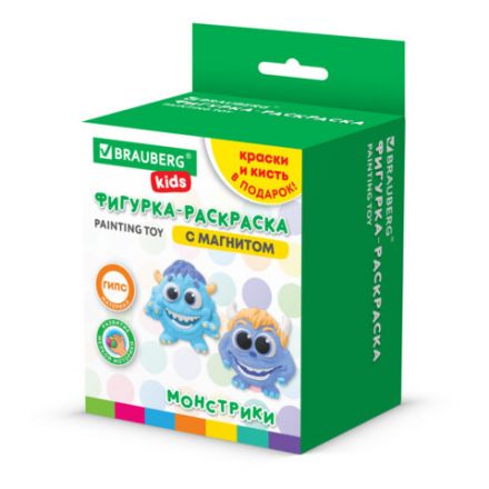 Фигурка-раскраска из гипса "С магнитом", с красками и кистью, ассорти, BRAUBERG KIDS, 666010 Фигурка-раскраска из гипса "С магнитом", с красками и кистью, ассорти, BRAUBERG KIDS, 666010