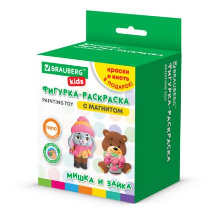 Фигурка-раскраска из гипса "С магнитом", с красками и кистью, ассорти, BRAUBERG KIDS, 666010 Фигурка-раскраска из гипса "С магнитом", с красками и кистью, ассорти, BRAUBERG KIDS, 666010