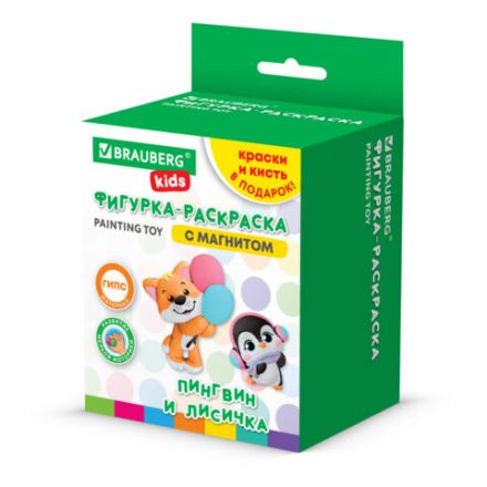 Фигурка-раскраска из гипса "С магнитом", с красками и кистью, ассорти, BRAUBERG KIDS, 666010 Фигурка-раскраска из гипса "С магнитом", с красками и кистью, ассорти, BRAUBERG KIDS, 666010