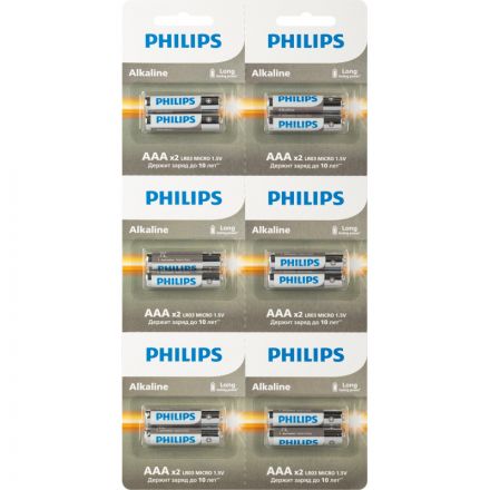 Батарейка Philips AAA LR03A12S/51 алкалин. 1,5v 2х6 шт/уп Батарейка Philips AAA LR03A12S/51 алкалин. 1,5v 2х6 шт/уп