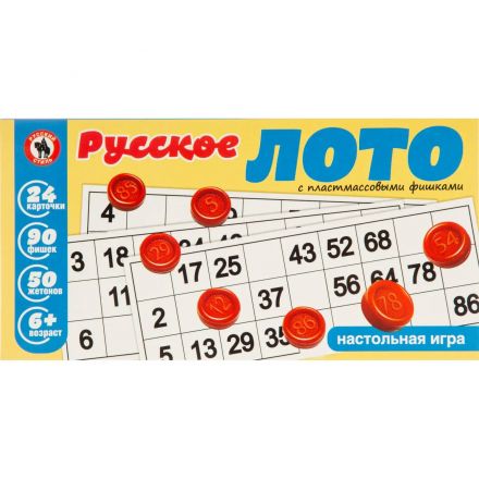 Настольная игра Лото русское с пласт. Бочонками, 52154 Настольная игра Лото русское с пласт. Бочонками, 52154