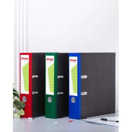 Папка-регистратор Комус мрамор.карт 75мм зел кореш ,бум/бум,карм.кор,мет.уг