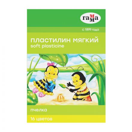Пластилин восковой мягкий Гамма "Пчелка", 16 цветов, 240г, со стеком, картон. упаковка Пластилин восковой мягкий Гамма "Пчелка", 16 цветов, 240г, со стеком, картон. упаковка