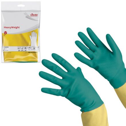 Перчатки МНОГОРАЗОВЫЕ латексные VILEDA, х/б напыление, СВЕРХПРОЧНЫЕ (неопрен), размер 9,5-10, XL (оч большой), зелено-желтые, 130 г, 174309 Перчатки МНОГОРАЗОВЫЕ латексные VILEDA, х/б напыление, СВЕРХПРОЧНЫЕ (неопрен), размер 9,5-10, XL (оч большой), зелено-желтые, 130 г, 174309