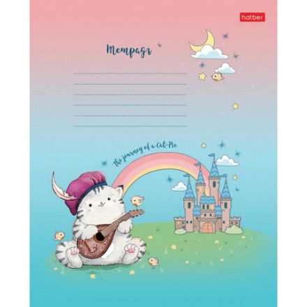 Тетрадь 12 л., HATBER, линия, обложка картон, "Приключения кота Пирожка" (микс в спайке), 067659, 12Т5В2